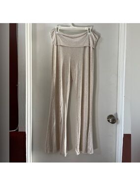 aerie Fold-Over Wide Leg Pants - Light Taupe